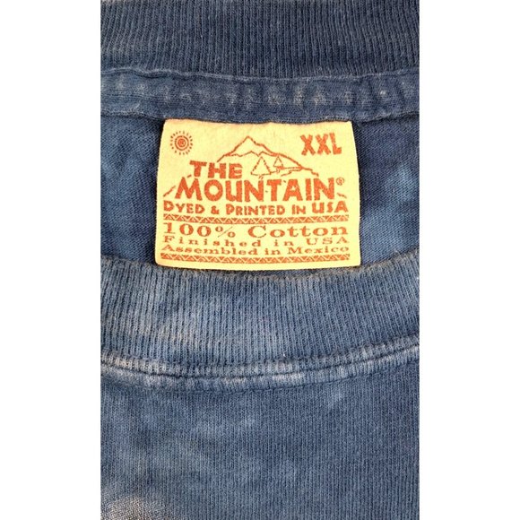 Vintage The Mountain T-Shirt Tie Dye XXL 2XL Men Eagle Waterfall Blue Wildlife - Picture 5 of 6